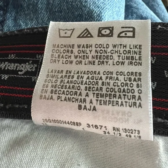 Wrangler Men's Straight Blue Jeans comforter flex waist 34x34 light wash utility - Picture 8 of 8